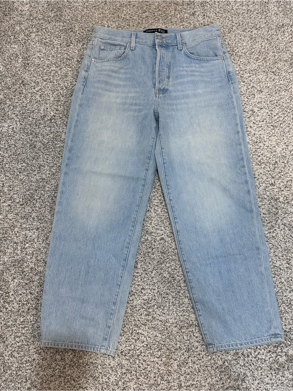 Veronica Beard Blake Cropped Straight Leg Classic Jean Light Wash SZ 30